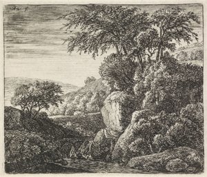 Landschap met een kleine waterval