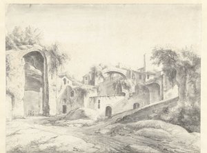 Ruïnes van de thermen van Diocletianus te Rome door Anthonie Waterloo