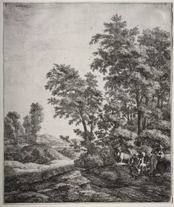 Zes grote staande landschappen met scènes uit Ovidius