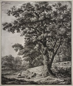 Zes grote staande landschappen met scènes uit Ovidius