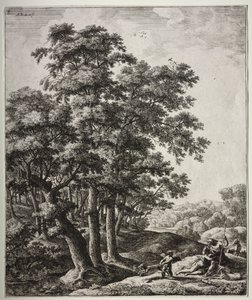 Zes grote staande landschappen met scènes uit Ovidius