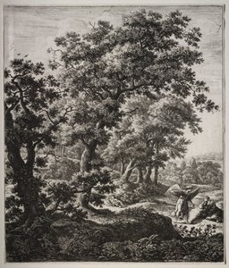 Zes grote staande landschappen met scènes uit het Oude Testament: Hagar getroost door de Engel
