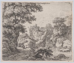 De koepel en de waterval door Anthonie Waterloo