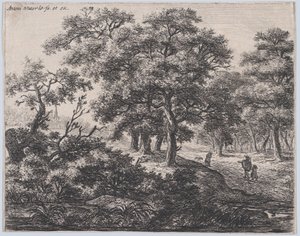 De vier bomen, 17e eeuw door Anthonie Waterloo