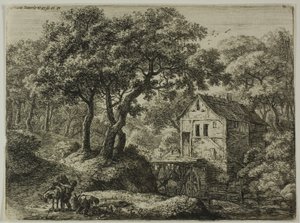 De molen in het bos door Anthonie Waterloo