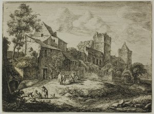 De binnenplaats voor de herberg, van Twelve Landscapes door Anthonie Waterloo
