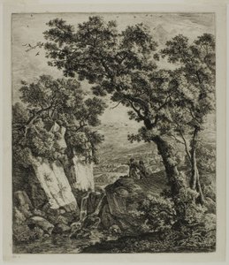 Tobias en de Engel, uit Zes Landschapsonderwerpen uit het Oude Testament door Anthonie Waterloo