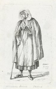 Vrouw met een cape en een stok door Anthonie Willem Hendrik Nolthenius de Man