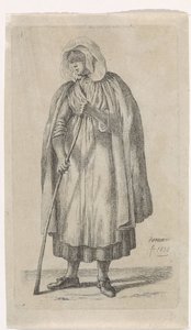 Vrouw met een mantel en een stok door Anthonie Willem Hendrik Nolthenius de Man