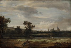 Landschap met Uitzicht op een Stad door Anthonie van Borssom