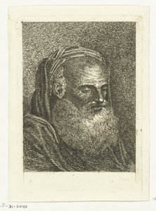 Borstbeeld van een oude man met witte baard door Anthonie van den Bos