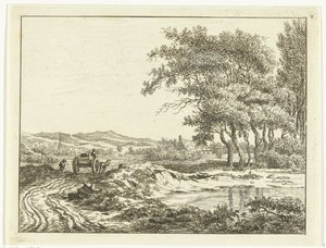 Kar op een landweg bij de duinen