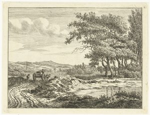 Kar op een landweg bij de duinen