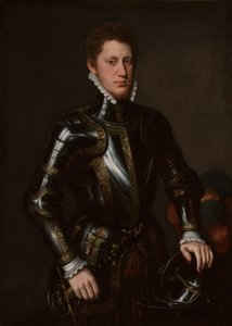 Portret van een man in harnas door Anthonis van Dashorst (c.1519-1576/77) (circle of) Mor