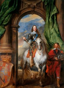 Ruiterportret van Karel I, koning van Engeland 1600-1649 met M. de St Antoine, 1633 door Anthony van Dyck