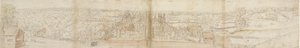 Oatlands Palace vanuit het Zuiden, 1559. Verso: Richmond Palace en Daken van Oatlands, 1559 door Anthonis van den Wyngaerde