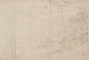Panorama van Londen gezien vanaf Southwark: Bankside, 1554 door Anthonis van den Wyngaerde