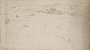 Panorama van Londen gezien vanaf Southwark: Greenwich, 1554