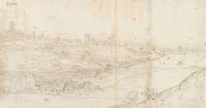 Panoramisch uitzicht op Segovia vanuit het oosten door Anthonis van den Wyngaerde