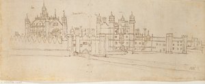 De Kapel en Poortgebouw van Hampton Court Palace, c. 1550-1560 door Anthonis van den Wyngaerde