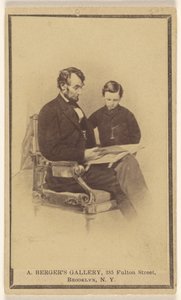 President Lincoln leest de bijbel voor aan zijn zoon Tad