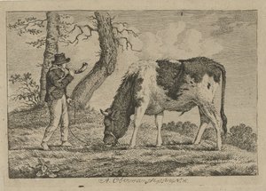 Herder met koe door Anthony Oberman