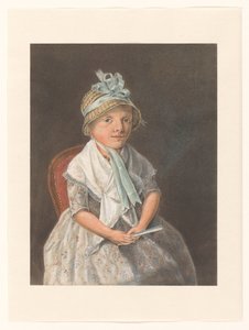 Portret van een meisje, zittend met een waaier door Anthony Oberman