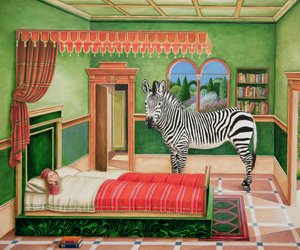 Zebra in een slaapkamer door Anthony Southcombe