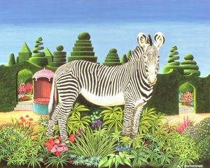 Zebra in een tuin door Anthony Southcombe