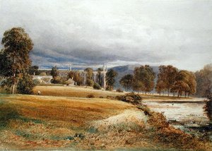 Bolton Abbey vanaf de rivier Wharfe, zuidelijk uitzicht door Anthony Vandyke Copley Fielding