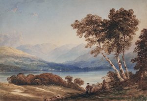 Uitzicht op een meer door Anthony Vandyke Copley Fielding