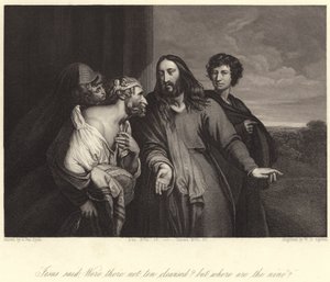 "Jezus zei, waren er niet tien gereinigd? maar waar zijn de negen?" (gravure) door Anthony van (after) Dyck