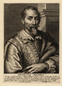 Portret van Frans Snyders, Vlaamse schilder van dieren, jachtscènes, marktscènes en stillevens door Anthony van (after) Dyck