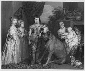 De Familie van Karel I, uit het schilderij in de Koninklijke Collectie (gravure)
