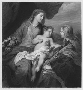 Het Huwelijk van Sint Catharina, van het schilderij in de Koninklijke Collectie (gravure) door Anthony van (after) Dyck