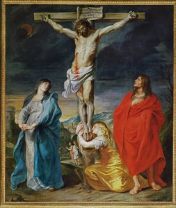 Christus aan het kruis, de Maagd Maria, Sint Jan en Sint Magdalena ... door Anthony van Dyck