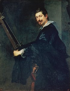 Man met een luit, portret van de muzikant Jacob Gaultier, een luitspeler aan het Engelse hof door Anthony van Dyck