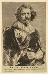 Portret van Lucas Vorsterman I, uit de Icones Principum Virorum door Anthony van Dyck