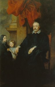 Portret van een Genuese edelman en twee meisjes door Anthony van Dyck