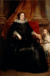 Portret van een voorname dame en haar dochter. Schilderij door Antoine Van Dyck door Anthony van Dyck