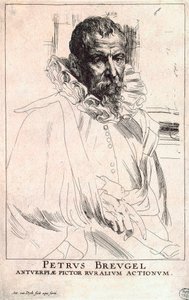 Portret van de kunstenaar Pieter Bruegel de Jongere, 1564-1636, begin 17e eeuw door Anthony van Dyck