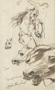 Studie van ruiter en hoofd van een paard, 1620-1