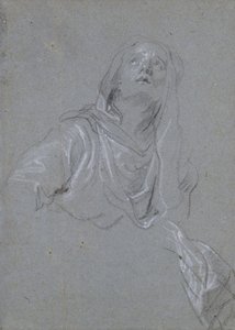 Studie van een omhoog kijkende Madonna door Anthony van Dyck