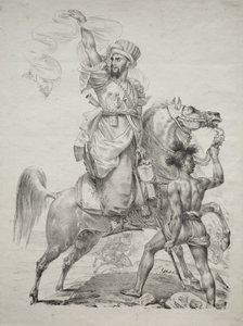 Een Mamelukse Leider te Paard Roept om Hulp door Antoine-Jean Gros
