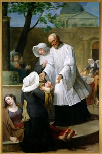 Sint Vincentius de Paul helpt de pestlijders