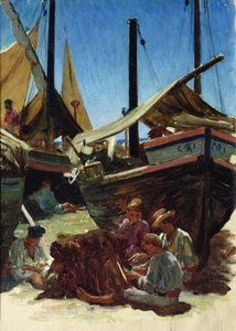 Anzio, de haven door Antoine Auguste Ernest Herbert or Hebert