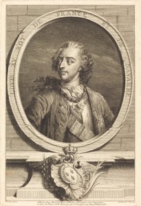 Lodewijk XV, koning van Frankrijk door Antoine Benoist after Jakob Christoffel Le Blon after Nicholas Blakey