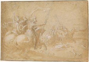 Oude Romeinse krijgers rijden de strijd in
