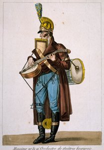 Straatmuzikant, gravure door Carle Vernet, Frankrijk door Antoine Charles Horace Vernet