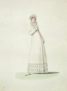Elegante vrouw in een buitendress, illustratie uit 